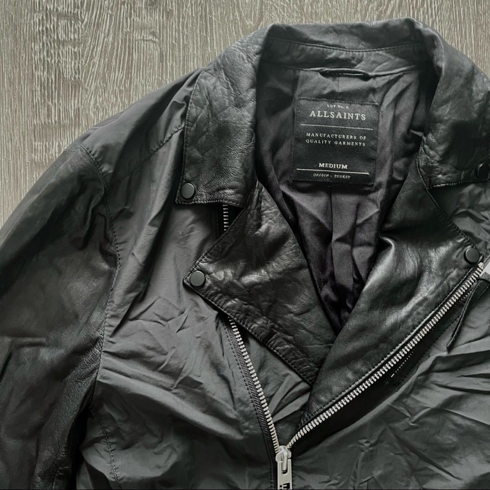 Brand new AllSaints Lamb skin Leather and Nylon jacket